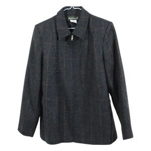 Harve Benard Lightweight Zippered Black Wool Coat size 8 Workwear Office Casual